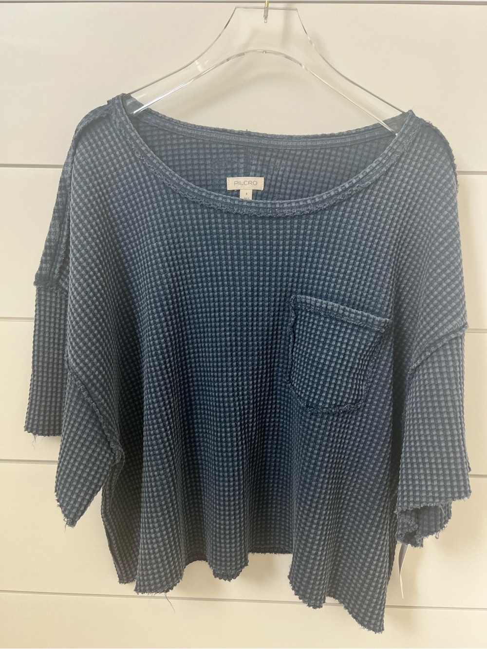 Pilcro Blue Waffle Knit Pocket Shirt
